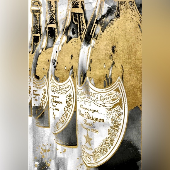 Luxury nights, Chandeliers & Dom Perignon Gold White Fashion glam wall art decor - Picture 2 of 7